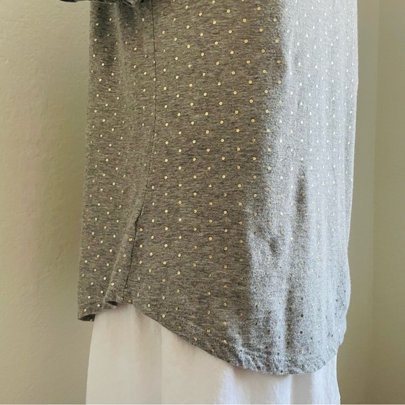 LOFT Heather Gray Gold Polka Dot Tee - Picture 4 of 8